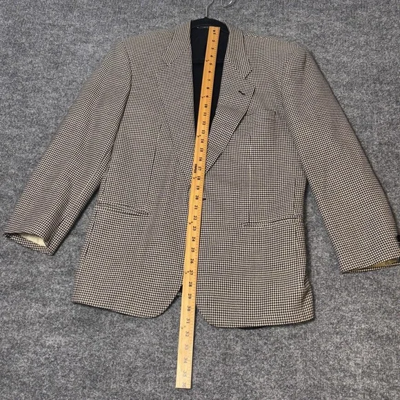 Lubiam Blazer Mens 48 Beige Houndstooth Virgin Wool Made In Italy Sport Coat
